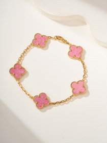 Van Cleef & Arpels Rose Quartz Flower Bracelet-3922  